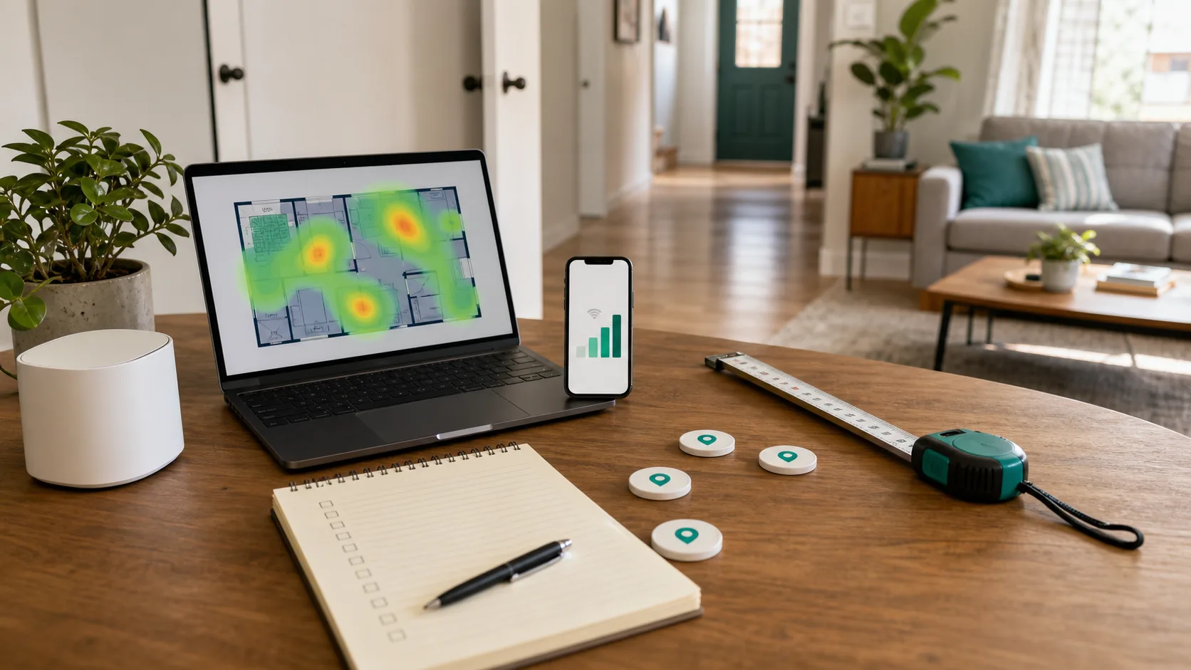 Vérification du signal Wi-Fi dans la maison avec le client
